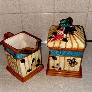 Cracker Barrel Susan Winget Nature Walk Creamer Pitcher & Sugar‎ Bowl Set